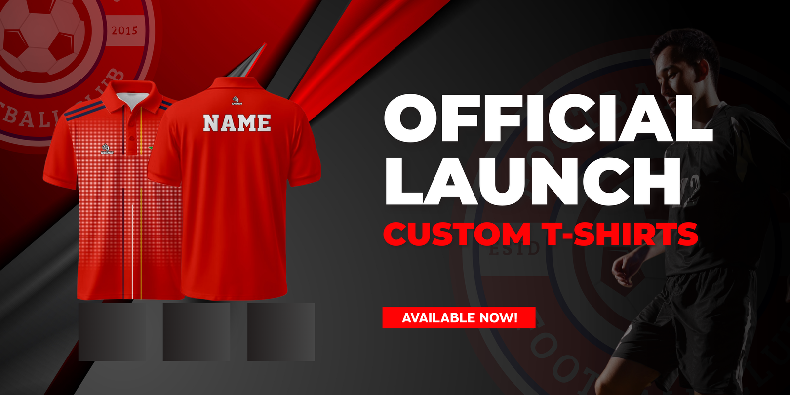 Red and Black Illustrative Modern Official Launch Jersey Football Banner (3)